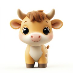 Fototapeta premium A cute, cartoonish cow character with big eyes and a friendly smile.