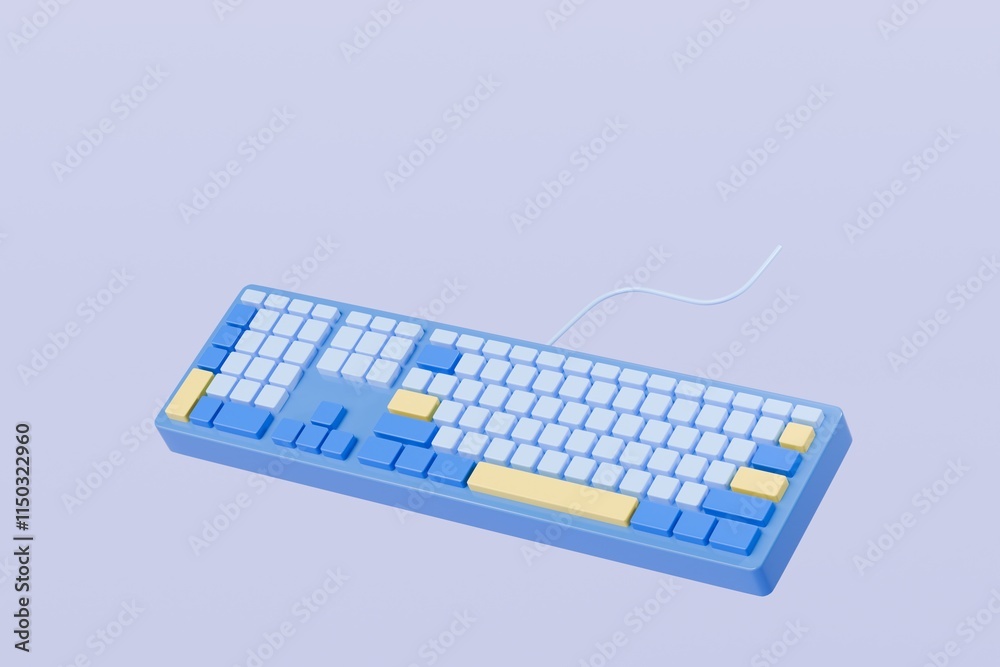 Poster 3d mechanical keyboard icon. computer device equipment concept. keyboard mechanical gaming concept. 