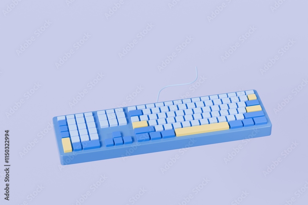 Poster 3d mechanical keyboard icon. computer device equipment concept. keyboard mechanical gaming concept. 