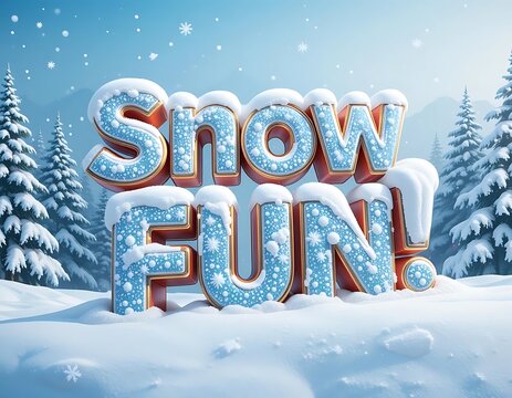Snow Fun! - 3D Text with Snowflakes
