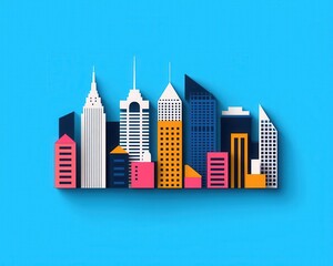 Fototapeta premium Illustration of a digital cityscape representing ETFs and mutual funds, diversified growth, financial stability