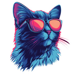 Chic Cat in Colorful Sunglasses - Generative AI