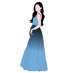 Woman in blue dress.