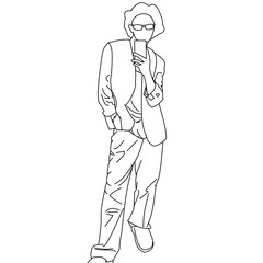 Vector illustration of a male idol in a suit and jeans.