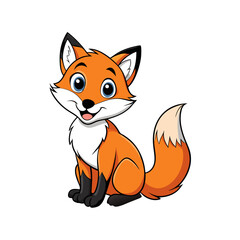 A cartoon drawing of a playful fox with a bushy tail  
