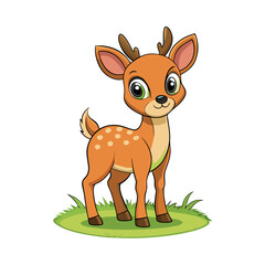 A cute deer with small antlers and big eyes vector illustration