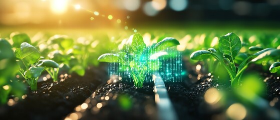 Vibrant young plant thriving in sunlight