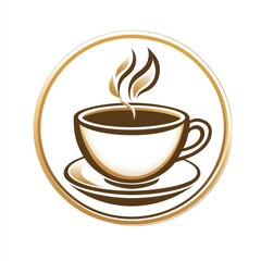 Obraz premium A steaming cup of coffee in a golden circle