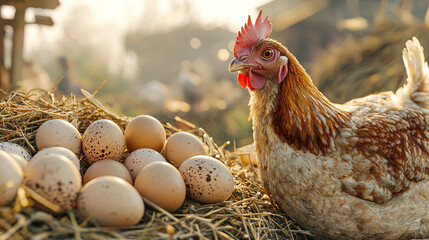 Chickens on the nest, Laying hens