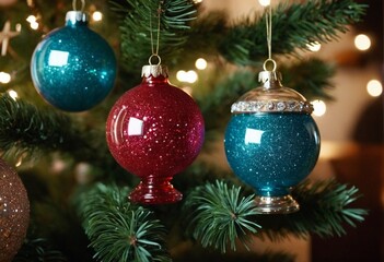 Glittery candy-themed ornaments in stunning crystal ornament display - Fun and playful style