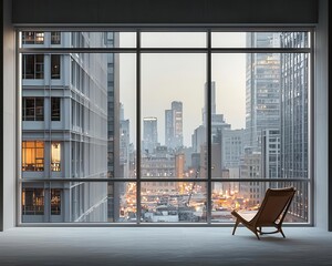 Residents view through large windows at ongoing construction, vibrant city lights, concept of growth and renewal