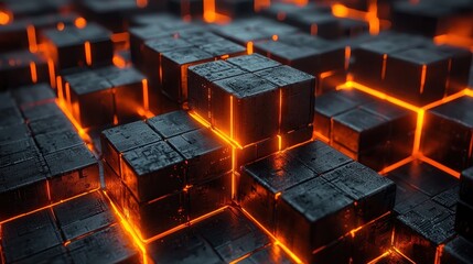 Fototapeta premium Glowing Cubes: Abstract Digital Art