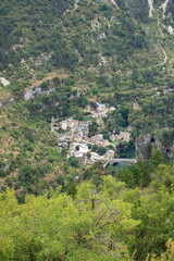Obraz premium Village of Saint Chély du Tarn in the Gorges du Tarn in France from above