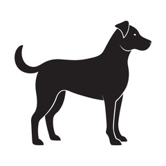 Dog silhouette. Vector silhouette of dog on white background. black dog isolated on white background.