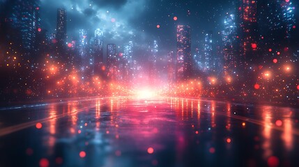 Obraz premium Dynamic burst of fiery sparks glowing orange in the night wallpaper image