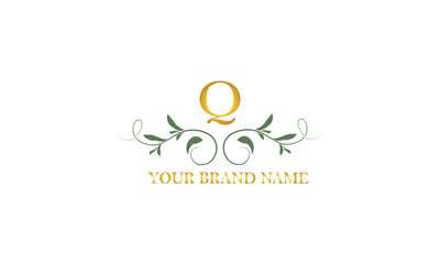 Logo design for hotel, restaurant and other business. Luxury badge with letter Q.