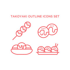 Takoyaki icons set vector logo template design illustration.