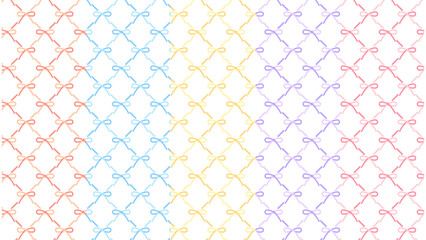 かわいいリボン結びの格子柄セット　連続模様