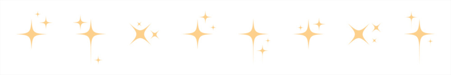 Yellow sparkles icon set in flat style. stars, bursts, yellow, twinkling stars simple black style symbol sign for apps and website, vector illustration.