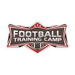 American Football Training Camp Sports Vector Illustration and Badge.