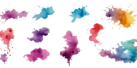 Set of colorful paint splatter abstract vector texture background. Set of abstract watercolor water splash background.