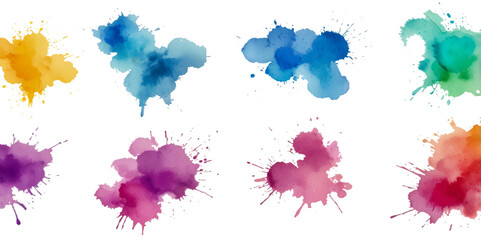 Set of colorful paint splatter abstract vector texture background. Set of abstract watercolor water splash background.