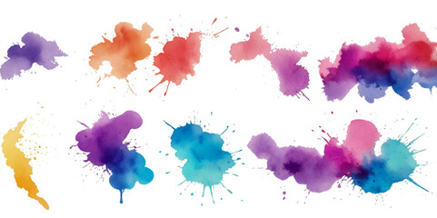 Set of colorful paint splatter abstract vector texture background. Set of abstract watercolor water splash background.