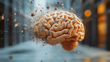 Visual representation of brain degradation illustrating the severe impacts of dementia on mental health, emphasizing the fragility of cognitive function over time