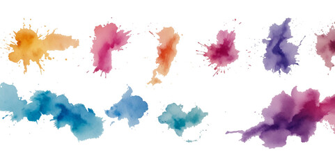 Set of colorful paint splatter abstract vector texture background. Set of abstract watercolor water splash background.