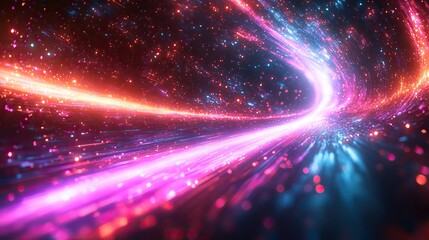 Obraz premium Abstract flare of light prism, explosion of rays, sparkle, shiny sci-fi wallpaper, 3D halo, burst of graphic energy, crystal rendering warp, radial speed in diamond space