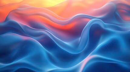 Obraz premium Abstract flowing background in 3d render and fluid art design, wave with shine, blue graphic decor texture and gradient of color illustration, curves
