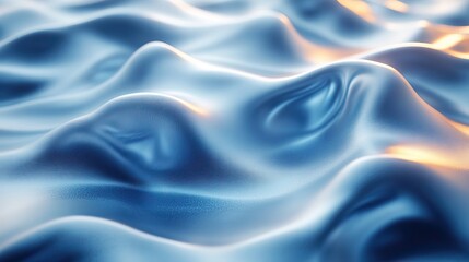 Obraz premium Abstract flowing background in 3d render and fluid art design, wave with shine, blue graphic decor texture and gradient of color illustration, curves