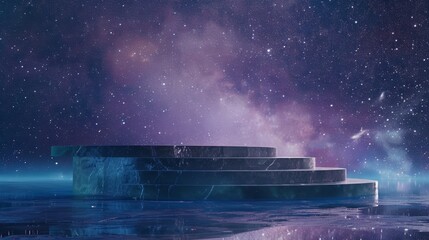 Cosmic Marble Steps: A Celestial Product Display