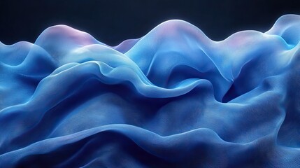 Obraz premium Abstract flowing background in silk and fluid art design, 3d render of blue cloth, fabric texture and gradient of color, fashion and style of curves