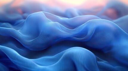 Obraz premium Abstract flowing background in silk and fluid art design, 3d render of blue cloth, fabric texture and gradient of color, fashion and style of curves