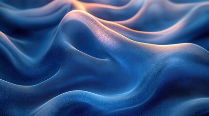 Obraz premium Abstract flowing background in silk and fluid art design, 3d render of blue cloth, fabric texture and gradient of color, fashion and style of curves