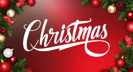 christmas white calligraphic lettering on red gradient luxury concept background