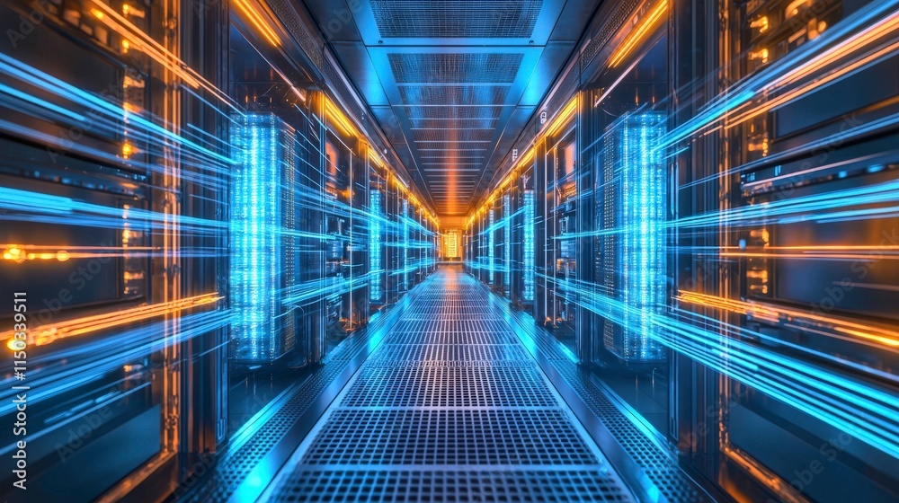 Leinwandbilder Futuristic quantum computer technology data center digital art high-tech environment futuristic viewpoint quantum concepts