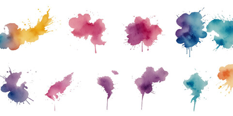 Set of colorful paint splatter abstract vector texture background. Set of abstract watercolor water splash background.