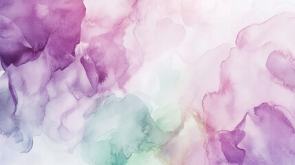 Fototapeta premium Soft watercolor florals in pastel tones, subtly scattered across a pale grayish-white background,