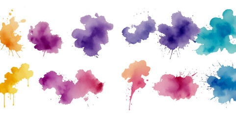 Set of colorful paint splatter abstract vector texture background. Set of abstract watercolor water splash background