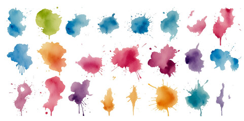 Set of colorful paint splatter abstract vector texture background. Set of abstract watercolor water splash background
