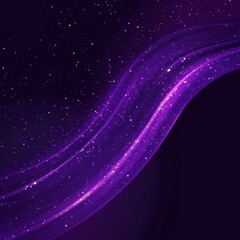 Cosmic Purple Wave Gliding Through a Starry Night Sky With Shimmering Stars and Glowing Particles Creating a Mesmerizing Celestial Atmosphere