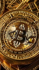 Bitcoin coin with nice background crypto money concept