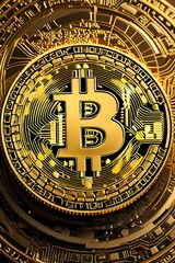 Bitcoin coin with nice background crypto money concept