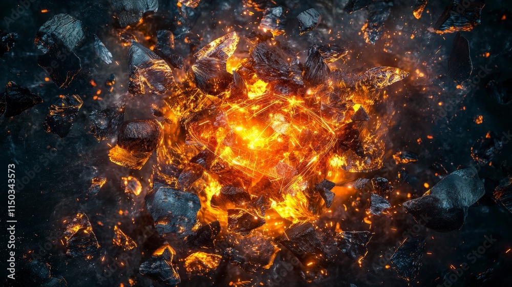 Leinwandbilder explosive disintegration of central object abstract environment digital art high detail dynamic pers