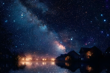 Fototapeta premium Starry sky. Night scape with beautiful starry sky