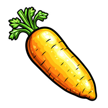 orange carrot with green leaves clip art preview