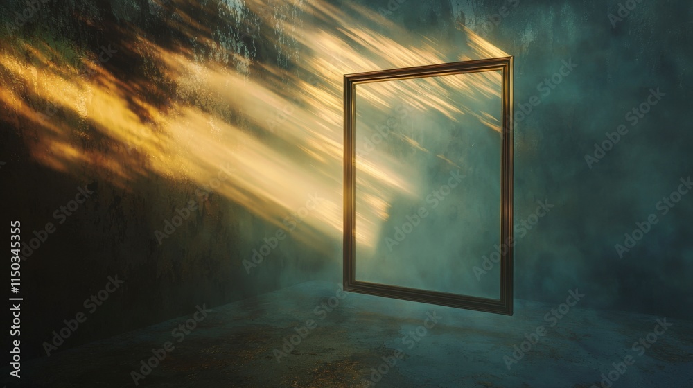 Poster Dissolving frame of light expanding in artistic space surreal scene visual art atmospheric abstract concept
