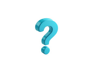 3d question mark symbol icon in transparent background
